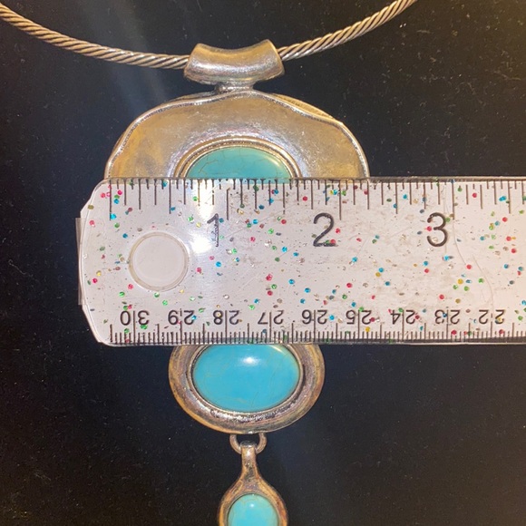 Southwestern Boho Faux Turquoise Necklace, Earrings and Bracelet Set - Picture 10 of 16